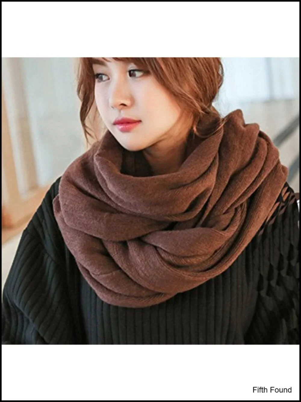 Womens Faux Wool Infinity Scarf Blanket Wrap Tassel Winter Shawl Cape